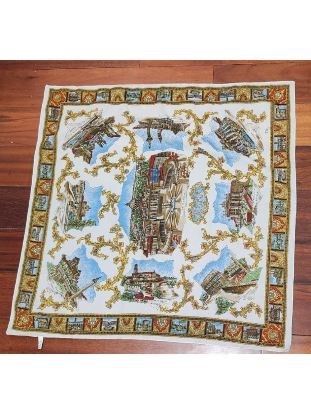 Vintage Roma Italy Scenic Square Scarf Made In Italy 100% Polyester Travel Print - Picture 2 of 9